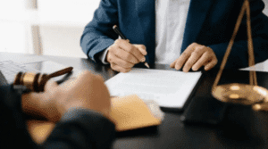 Expungement lawyer consulting with a client about clearing their criminal record